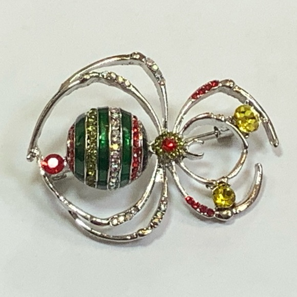 Long Legged Rhinestone Spider Brooch - Picture 7 of 10